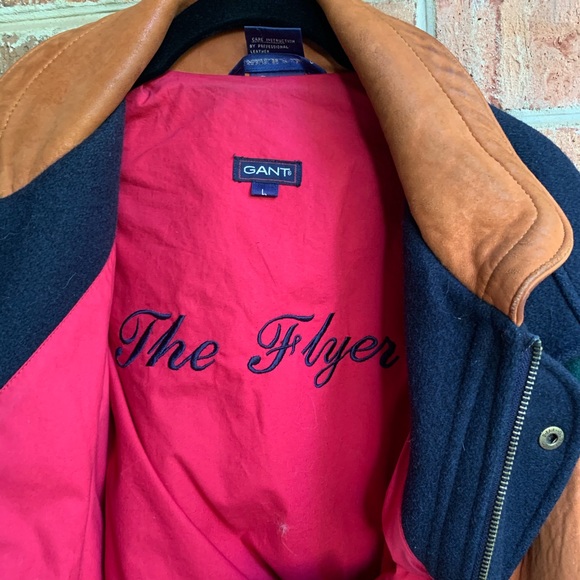 GANT “Flyer” Wool/Leather Varsity Bomber Jacket - Picture 3 of 6